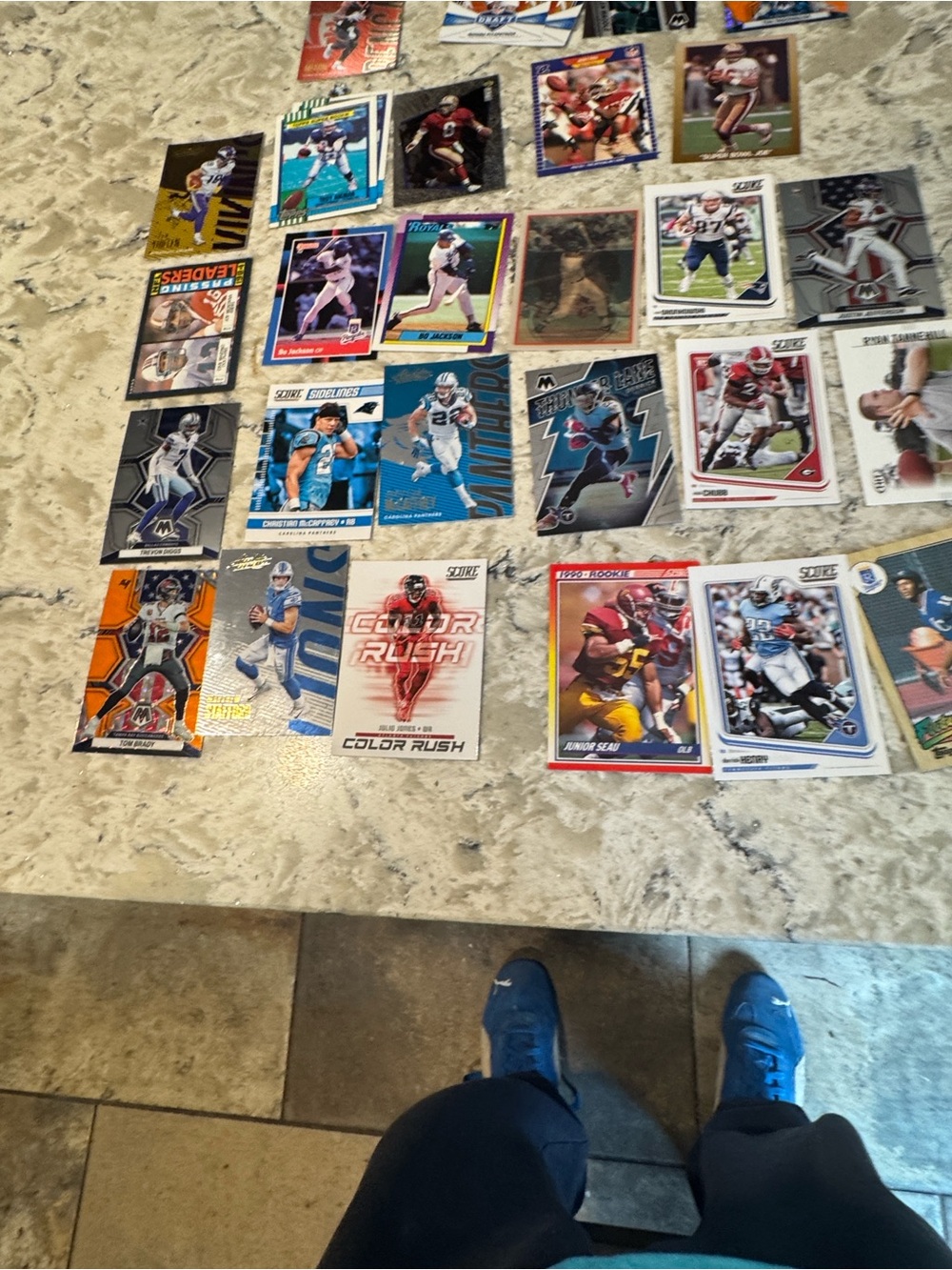 Football Trading Card Lot - Assorted Color Cards (Blue Accents) vintage lot